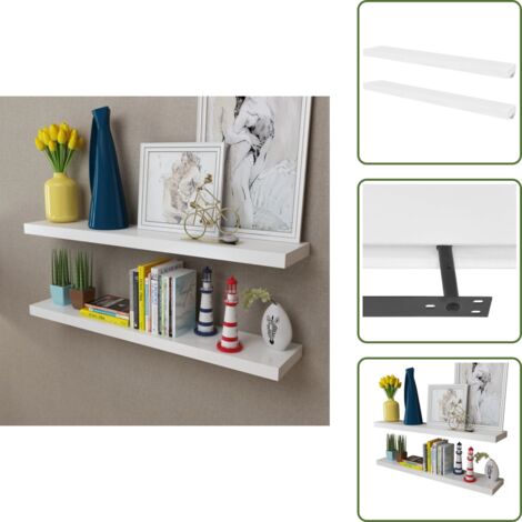 Scaffali per DVD - vidaXL Mensole a Muro Bianche 2 pz in MDF per Libri/DVD - Scaffali per collezioni