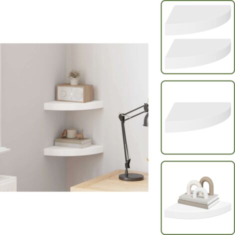 Scaffali per libri - vidaXL Scaffali Angolari a Parete 2 pz Bianchi 25x25x3,8 cm in MDF - Scaffali per decorazioni