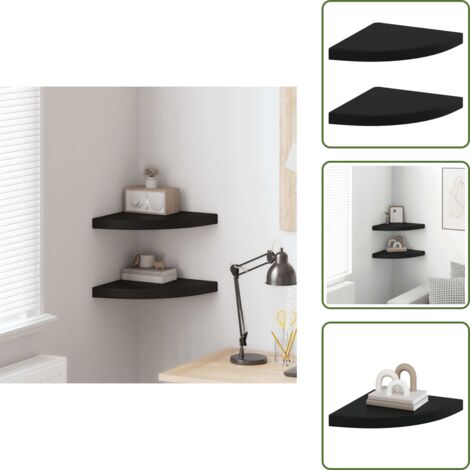Scaffali per Libri - vidaXL Scaffali Angolari a Parete 2 pz Neri 35x35x3,8 cm in MDF - Scaffali per Decorazioni