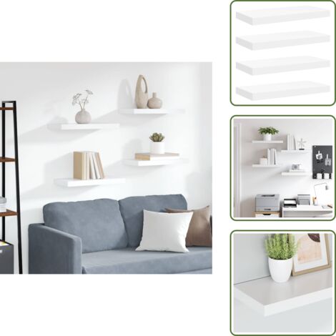 Scaffali per oggetti - vidaXL Scaffali a Parete 4 pz Bianchi 50x23x3,8 cm in MDF - Scaffali per collezioni