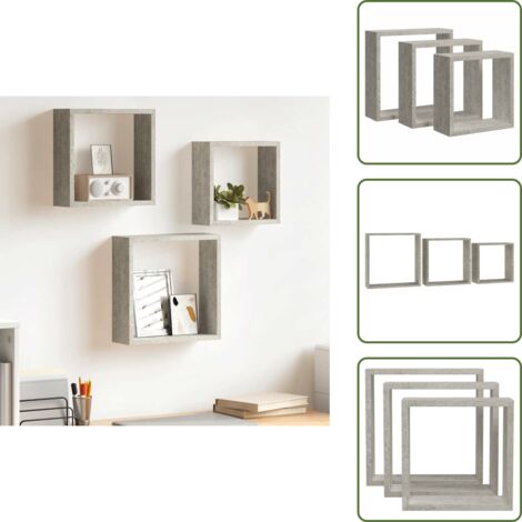 Scaffali per parete - vidaXL Mensole a Cubo da Parete 3 pz Grigio Cemento -