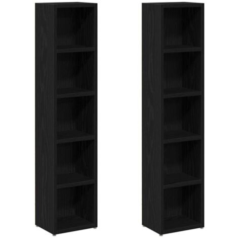 Scaffali Porta CD 2 pz Rovere Nero 21x16x93,5 cm in Truciolato vidaXL