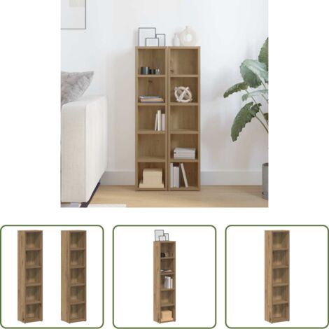 Scaffali porta CD - Mobili Porta CD 2pz Rovere Artigianale 21x16x93,5 in Truciolato