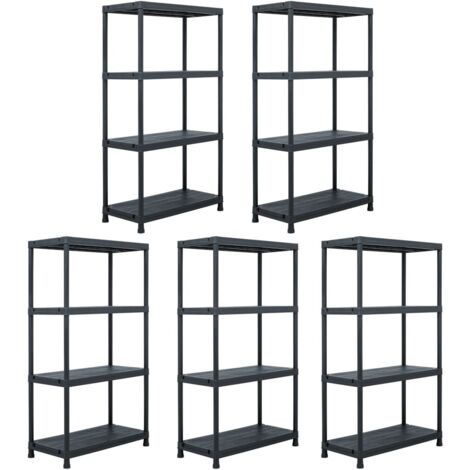 Scaffali portaoggetti 5 pezzi 60 x 30 x 138 cm in plastica nera 020000674