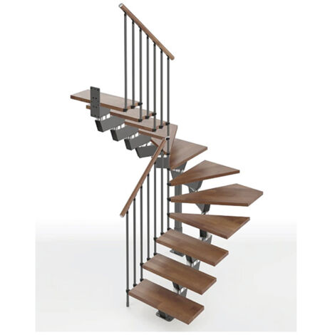 Scala 1 giro 11 gradini - Larghezza 75cm  - Noce e antracite - KNOCK75U/SAMNOY-11