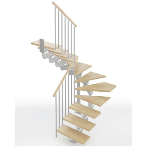 Scala 1 giro 12 gradini - Larghezza 75cm - Legno e bianco - KNOCK75U/SGMNAT-12