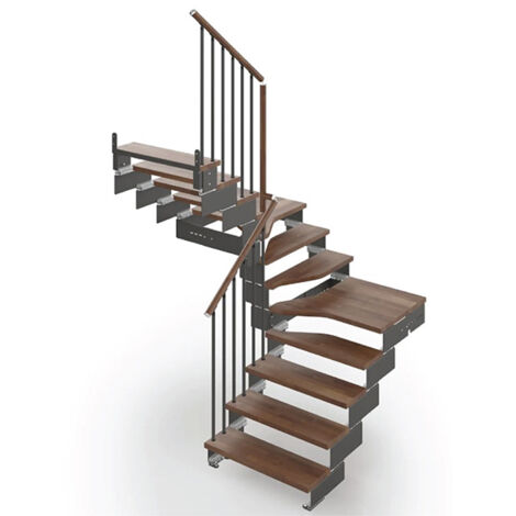 Scala 1 giro 12 gradini - Larghezza 85cm - Noce e antracite - COMPO85U/SAMNOY-12