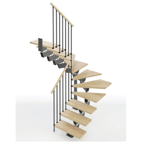 Scala 1 giro 13 gradini - Larghezza 75cm  - Legno e bianco - KNOCK75U/SAMNAT-13