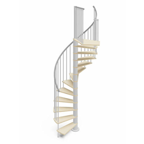 Scala a chiocciola 11 gradini - Diametro 138cm - Legno e bianco - HOOP138/BB-H-11