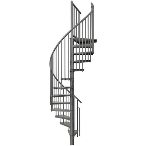 Scala a chiocciola 9 gradini - Altezza raggiungibile 1.71 a 2.12m - Diametro 140cm - Grigio - RONDO140-GG-9