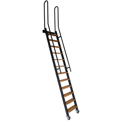 Scala acciaio - Gradini legno - Altezza suolo a suolo 2.25m - SSPXL-239-N-RV