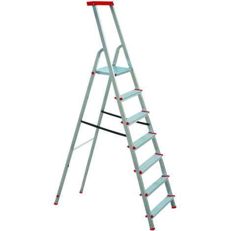 Scala alluminio Brixo Step Up Domo 131 da 7 gradini – Piano lavoro 165 cm