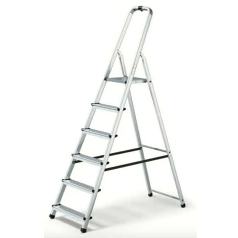 FAR SCALA ALLUMINIO DOMESTICA PIEGHEVOLE LEGGERA 6 GRADINI H 191cm 125 KG SALVASPAZIO 007dr