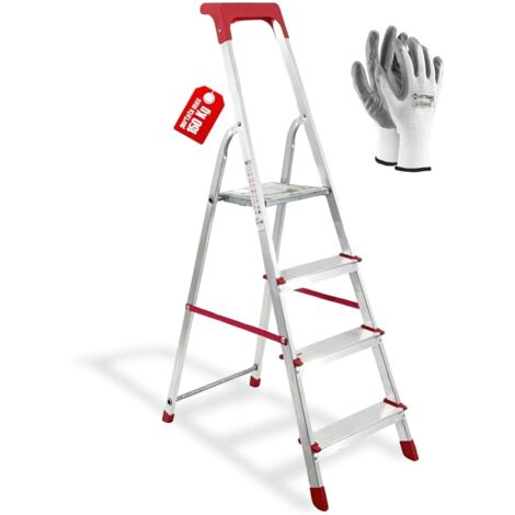 SCALA ALLUMINIO MARTINA 4 GR CON VASCHETTA E GUANTI OMAGGIO