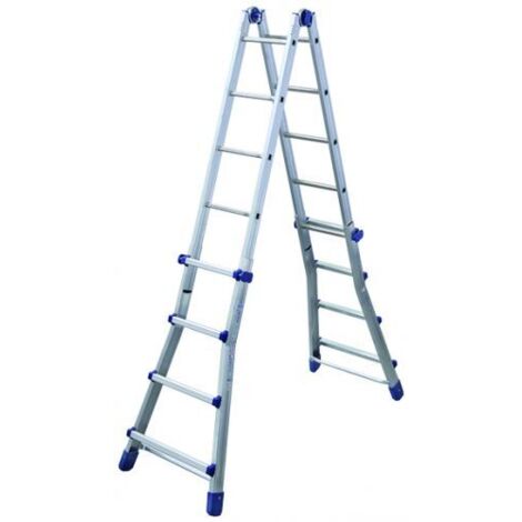 SCALA ALLUMINIO MULTIUSO MAX H.288cm 3+3 GRADINI ALLUNGABILE REGOLABILE FACAL