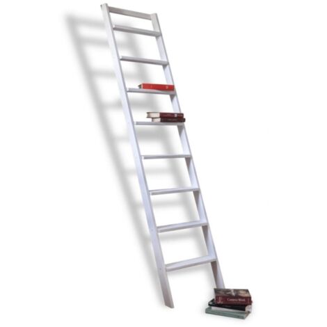 Scala Appoggio in Legno 8 Gradini H200 cm Up Laccato Bianco