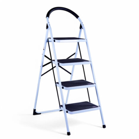 Scala domestica chiudibile in acciaio 4 gradini gommati antiscivolo h95 cm Comfort Step