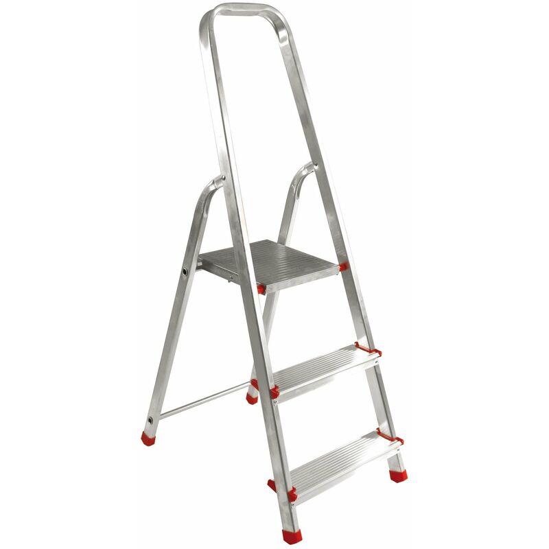 Image of Scaletta in alluminio domestica Step Up Alu Domo da 3 a 7 gradini portata 125 kg - 3 Gradini - h. da terra/piattaforma 54.5 cm