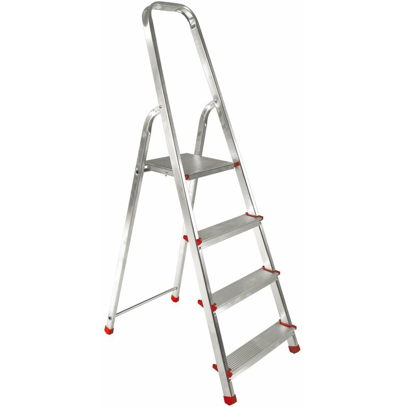 Image of Scaletta in alluminio domestica Step Up Alu Domo da 3 a 7 gradini portata 125 kg - 4 Gradini - h. da terra/piattaforma 76 cm