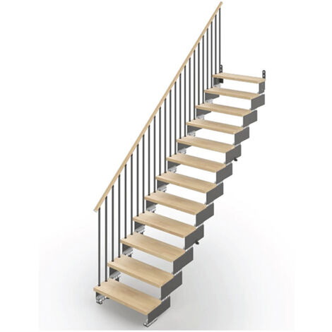 Scala dritta 9 gradini - Larghezza 95cm -  Legno e bianco - COMPO95V/SAMNAT-9