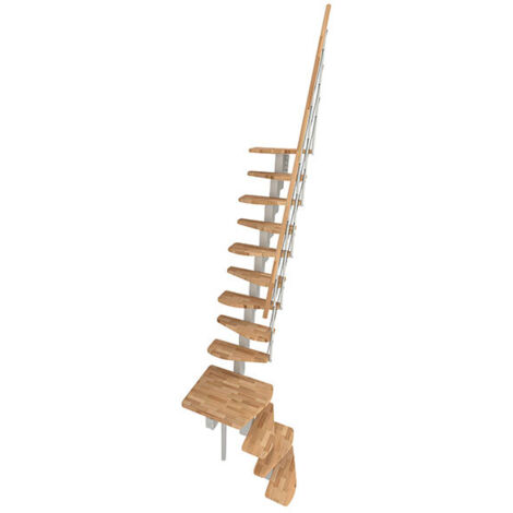 Scala dritta salvaspazio 13 gradini - Altezza raggiungibile 2.47 a 2.98m - Larghezza 65cm - Struttura nera e gradini in legno di faggio - QUATRO-L-SBMHET-13