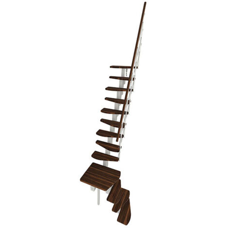 Scala dritta salvaspazio 13 gradini - Altezza raggiungibile 2.47 a 2.98m - Larghezza 65cm - Struttura nera e gradini in legno di noce - QUATRO-L-SBMNOY-13