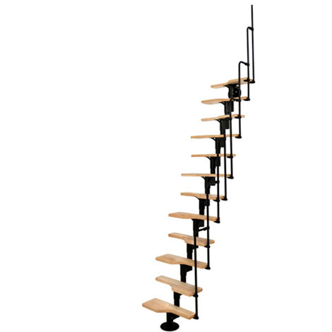 Scala dritta salvaspazio 8 gradini - Altezza raggiungibile 2.23 a 2.94m - Larghezza 65cm - Nero e faggio - TWISTER60-I-NH-12