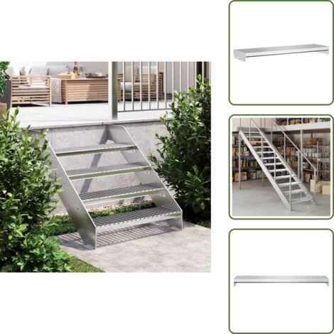 Scala in acciaio - vidaXL Gradino in Griglia 80x24x7 cm Acciaio Zincato - Gradino zincato