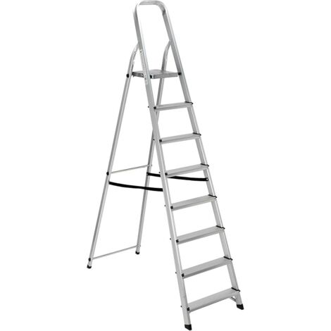Scala in alluminio con otto gradini per uso domestico e bricolage pieghevole