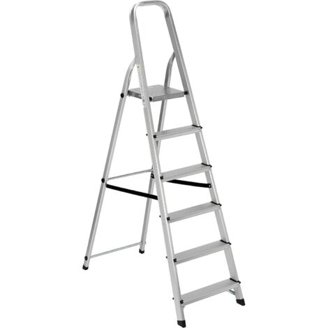 Scala in alluminio con sei gradini per uso domestico e bricolage pieghevole
