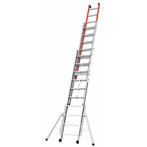 Scala isolante a sfilo con fune 3 elementi vetroresina/alluminio - Altezza massima di lavoro : 7.80m - 4431110