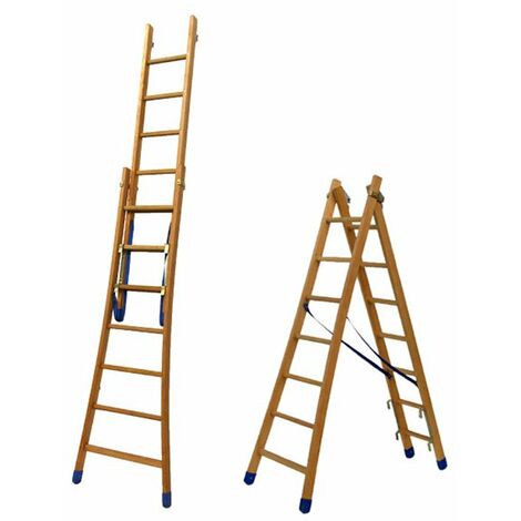 Scala isolante componibile in legno - Lunghezza posizione scala semplice : 3m - Lunghezza posizione scala doppia : 2m - BT2-200