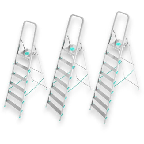 Scala In Alluminio ATTICA 5 Gradini Con Vaschetta Portaoggetti - Portata 150kg, Made In Italy - Foto 11