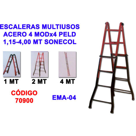 Scala multiuso in acciaio 4 moduli 4 gradini 1.15-4.00 EMA-04N SONECOL