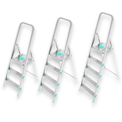 Scala multiuso in alluminio stabile e resistente con gradini antiscivolo e piattaforma ampia Libellula - 3 gradini - H61 cm