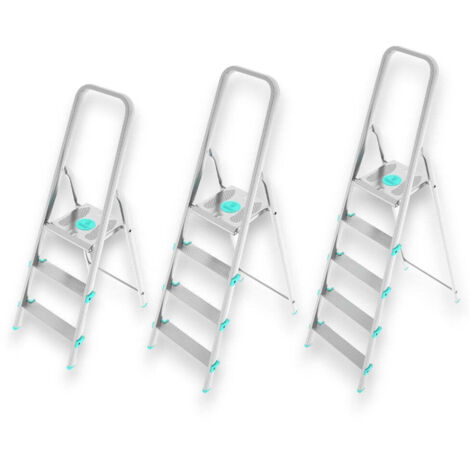 Scala multiuso in alluminio stabile e resistente con gradini antiscivolo e piattaforma ampia Libellula - 4 gradini - H84 cm