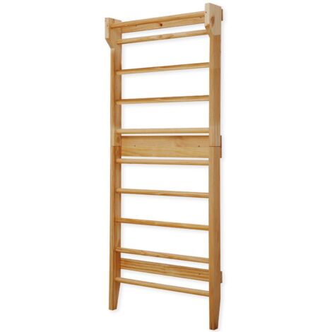 FLIVASTORE Scala per Ginnastica - a 10 Gradini, 195x 80x14cm, Carico Massimo 100kg, Legno di Pino, per Adulti e Bambini - Spalliera Palestra, Scala Svedese in Legno, per Terapia Fisica e Scoliosi