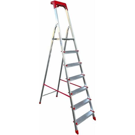 KASART Scala per uso domestico realizzata in alluminio estruso pratica e ultra leggera -4 gradini - h 147 cm