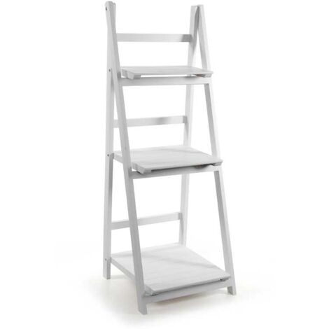 SCALA PORTA ASCIUGAMANI 41X38X110 CM IN LEGNO BIANCO A 3 RIPIANI
