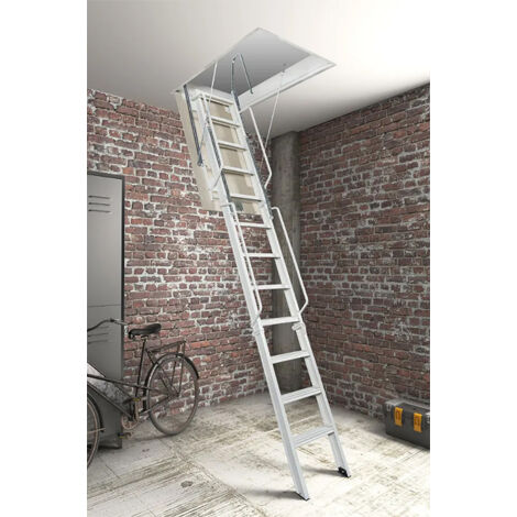 Scala retrattile con botola 190x70cm - Altezza di 4,56 a 4,66m - ACITRE/190-70-466