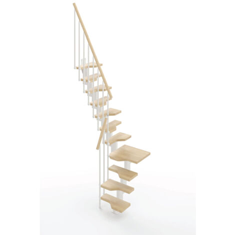 Scala salva spazio 12 gradini - Larghezza 61cm -  Legno e bianco - MINI61/L/SBMNAT-12