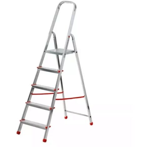 Scala scaletta alluminio domestica 5 gradini pieghevole leggera h 170cm portata 150kg 118cz