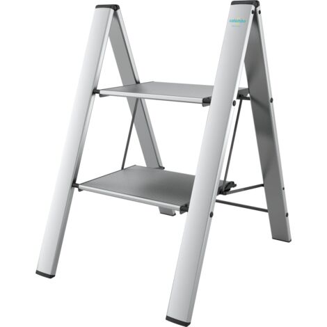 Platzsparende 2-stufige Aluminium-Leiter Mod. LEONARDO 2 COLOMBO