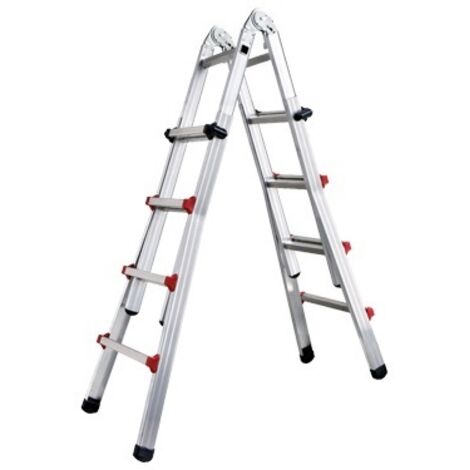 Scala Step Up telescopica piuma in alluminio gradini 4+4 h. max 3,90 mt
