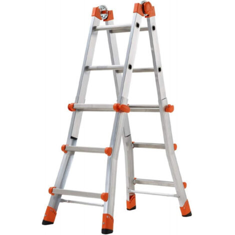 SCALA TELESCOPICA 4+4 KG150 - IN ALLUMINIO 8+8 - max 370 cm - Made in Italy GIERRE