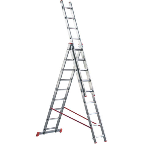 Scala TELESCOPICA a sfilo alluminio MARCHETTI 3 elementi 12 gradini piolo 28 mm