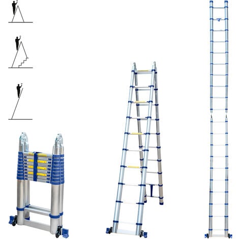 HOSTRÖM Scala telescopica articolata in alluminio 6,2m (3,1 + 3,1) Stempakt Hostrom, leggera, compatta e pieghevole, altezza di lavoro massima 7,1m, carico massimo 150 kg, garanzia di 5 anni