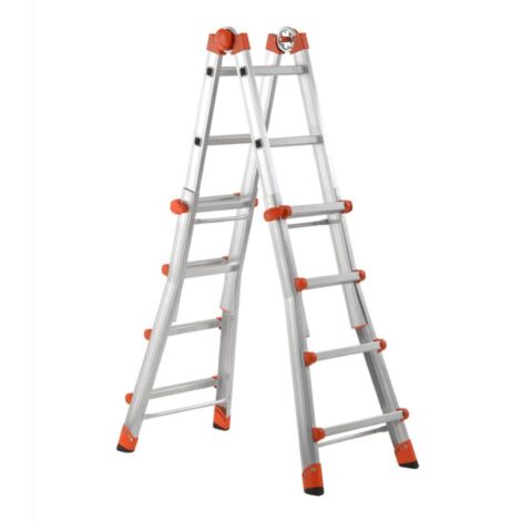 Scala Telescopica Multifunzione Alluminio 4+4 Gradini Fino a 3,78 metri Leggera 4+4 Gradini