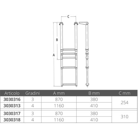 Scala telescopica oem-marine 3030313 acciaio inox 4 gradini antiscivolo