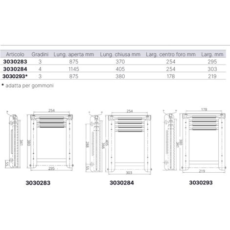 Scala telescopica oem-marine modello telescopic ladder acciaio inox 4 gradini
